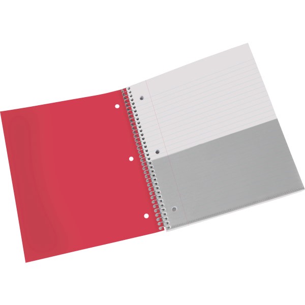 slide 4 of 4, Office Depot Brand Stellar Poly Notebook, 8-1/2'' X 11'', 3 Subject, Wide Ruled, 300 Pages (150 Sheets), Red, 150 ct