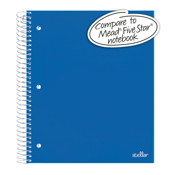 slide 2 of 4, Office Depot Brand Stellar Poly Notebook, 8-1/2'' X 11'', 3 Subject, Wide Ruled, 300 Pages (150 Sheets), Blue, 150 ct