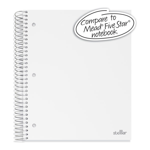 slide 2 of 4, Office Depot Brand Stellar Poly Notebook, 8-1/2'' X 11'', 3 Subject, Wide Ruled, 300 Pages (150 Sheets), White, 150 ct