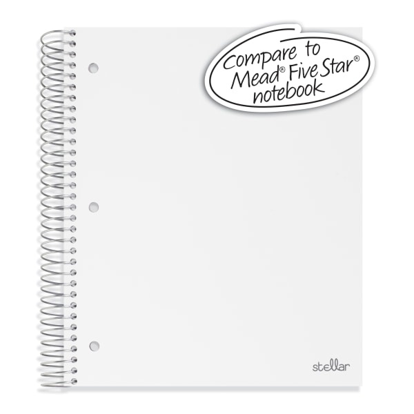 slide 3 of 4, Office Depot Brand Stellar Poly Notebook, 8-1/2'' X 11'', 3 Subject, Wide Ruled, 300 Pages (150 Sheets), White, 150 ct