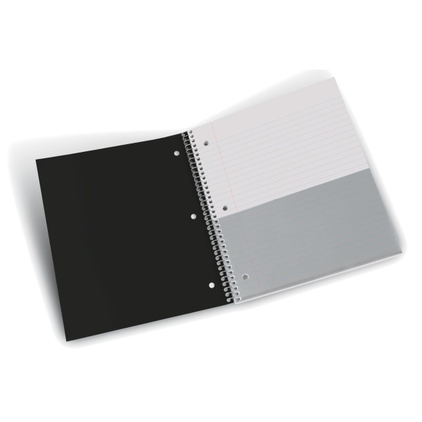 slide 2 of 4, Office Depot Brand Stellar Poly Notebook, 8-1/2'' X 11'', 3 Subject, Wide Ruled, 300 Pages (150 Sheets), Black, 150 ct