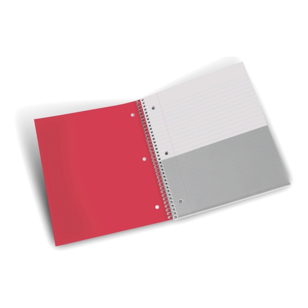 slide 4 of 4, Office Depot Brand Stellar Poly Notebook, 8" X 10-1/2, 5 Subject, Wide Ruled, 200 Pages (100 Sheets), Red, 100 ct