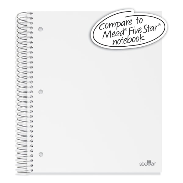 slide 2 of 4, Office Depot Brand Stellar Poly Notebook, 8-1/2'' X 11'', 5 Subject, Wide Ruled, 200 Pages (100 Sheets), White, 100 ct