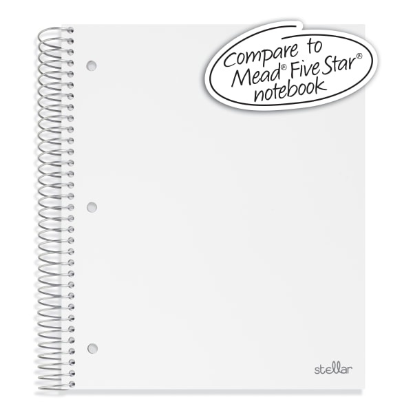 slide 3 of 4, Office Depot Brand Stellar Poly Notebook, 8-1/2'' X 11'', 5 Subject, Wide Ruled, 200 Pages (100 Sheets), White, 100 ct