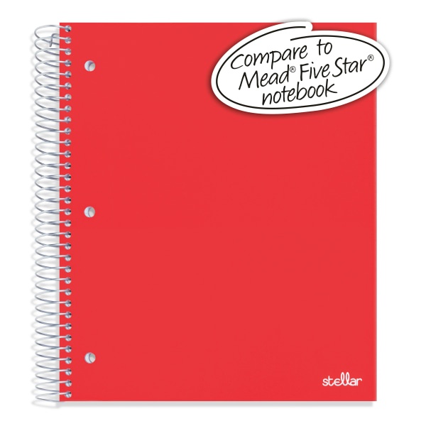 slide 3 of 4, Office Depot Brand Stellar Poly Notebook, 8-1/2'' X 11'', 5 Subject, College Ruled, 200 Pages (100 Sheets), Red, 100 ct