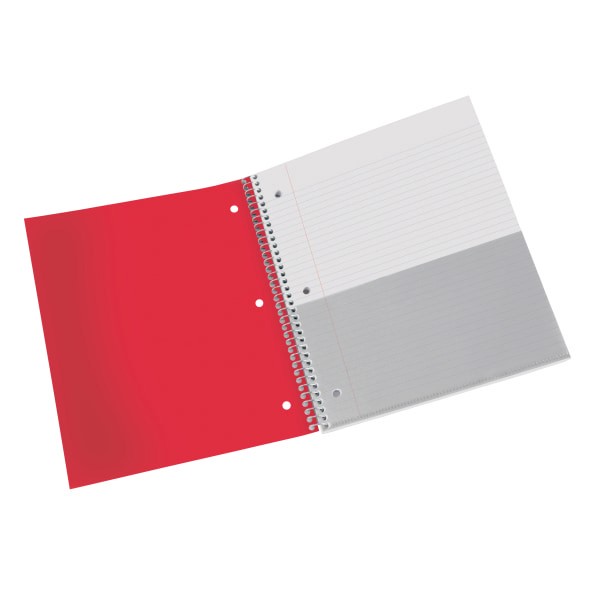 slide 3 of 4, Office Depot Brand Stellar Poly Notebook, 8-1/2'' X 11'', 5 Subject, College Ruled, 200 Pages (100 Sheets), Red, 100 ct
