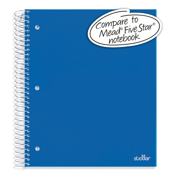 slide 2 of 4, Office Depot Brand Stellar Poly Notebook, 8-1/2'' X 11'', 5 Subject, College Ruled, 200 Pages (100 Sheets), Blue, 100 ct