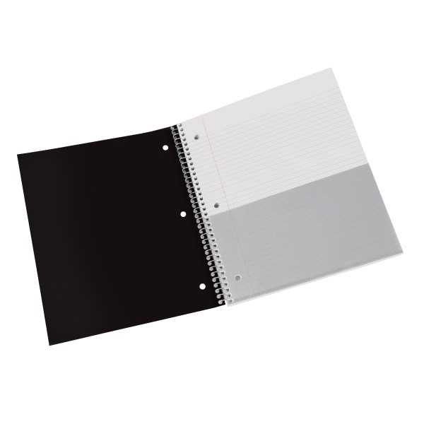 slide 3 of 4, Office Depot Brand Stellar Poly Notebook, 8-1/2'' X 11'', 5 Subject, College Ruled, 200 Pages (100 Sheets), Black, 100 ct