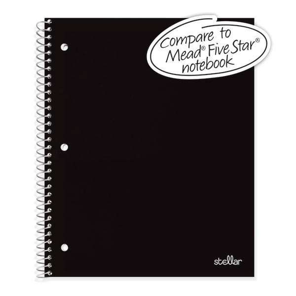 slide 4 of 4, Office Depot Brand Stellar Poly Notebook, 8 1/2" X 11", 1 Subject, College Ruled, 200 Pages (100 Sheets), Black, 100 ct