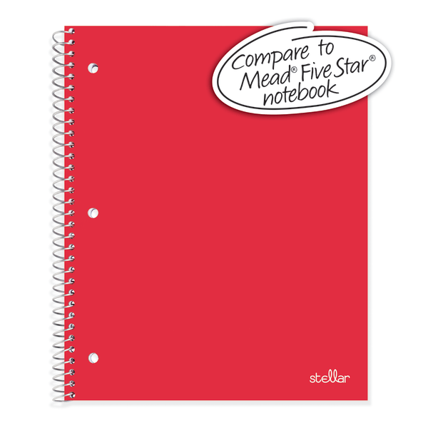 slide 2 of 4, Office Depot Brand Stellar Poly Notebook, 8" X 10-1/2", 1 Subject, Wide Ruled, 200 Pages (100 Sheets), Red, 100 ct