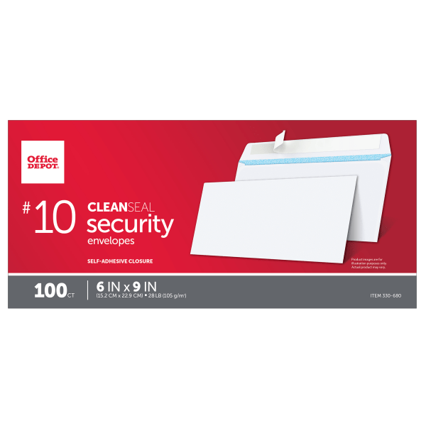 slide 4 of 4, Office Depot Brand Clean Seal Business Envelopes, #10, 100 ct