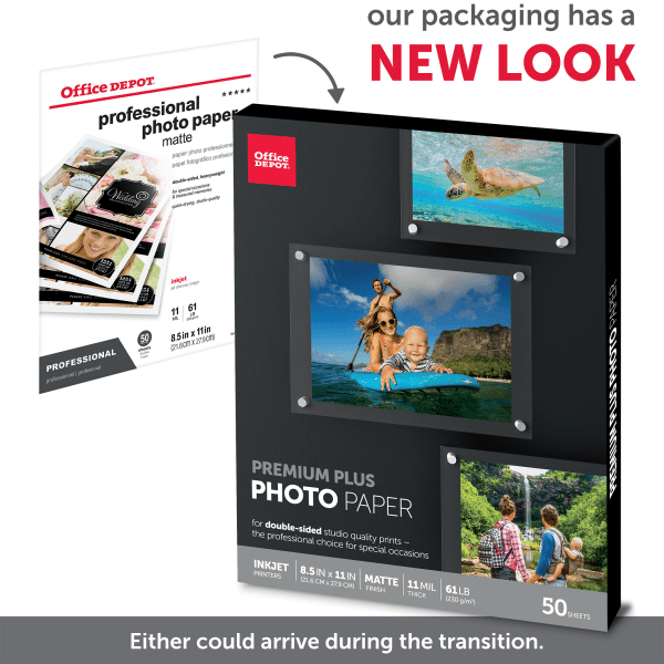 slide 4 of 6, Office Depot Professional Photo Paper, Matte, Double Sided, Letter Size (8 1/2'' X 11''), Pack Of 50 Sheets, 50 ct