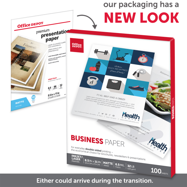 slide 6 of 6, Office Depot Double-Sided Presentation Paper, Matte, Letter Size, 100 ct; 8 1/2 in x 11 in; 32 lb