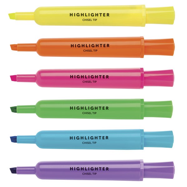 slide 2 of 10, Office Depot Brand Chisel-Tip Highlighter, Assorted Fluorescent Colors, Pack Of 12, 12 ct