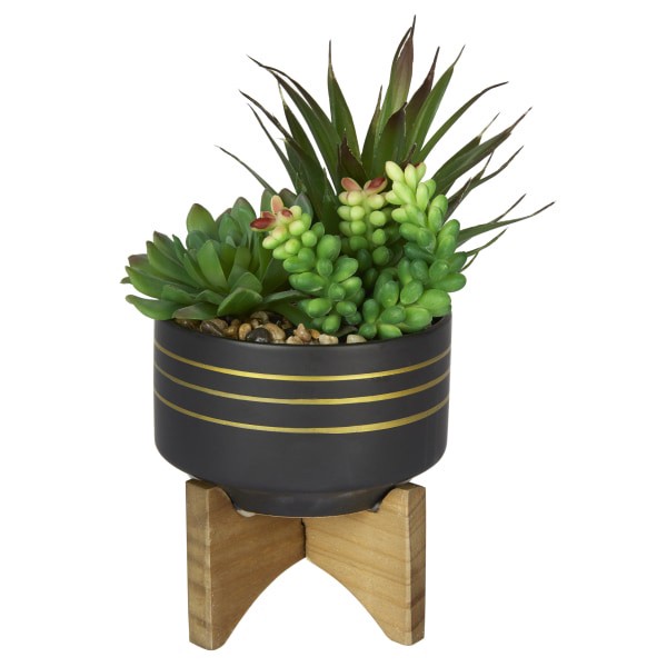 slide 2 of 3, Office Depot 4-1/2''H Rubber Artificial Mixed Succulent With Stand, 4-1/2'' X 4-1/2'', Assorted Colors, 1 ct