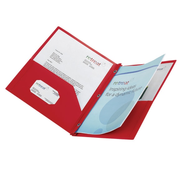 slide 4 of 4, Office Depot Brand 2-Pocket Poly Folder With Prongs, Letter Size, Red, 1 ct