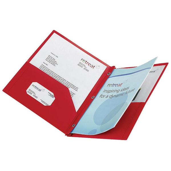 slide 3 of 4, Office Depot Brand 2-Pocket Poly Folder With Prongs, Letter Size, Red, 1 ct