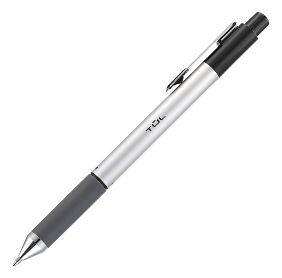 slide 4 of 4, TUL Retractable Ballpoint Pens, Medium Point, 1.0 Mm, Silver Barrels, Assorted Inks, Pack Of 4 Pens, 4 ct