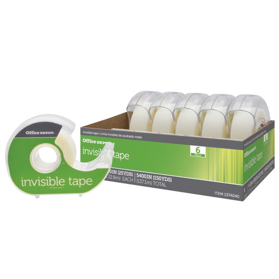 Office Depot Brand Invisible Office Tape, 3/4 X 900, Clear, Pack Of 6 6  ct