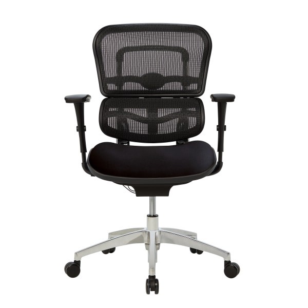 slide 9 of 9, WORKPRO 12000 Series Ergonomic Mesh/Fabric Mid-Back Chair, Black/Black, 1 ct
