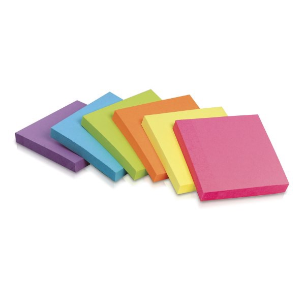 slide 3 of 3, Office Depot Brand Sticky Notes, 3'' X 3'', Assorted Deep Colors, 100 Sheets Per Pad, Pack Of 12, 12 ct