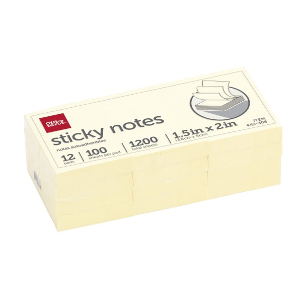 slide 2 of 2, Office Depot Brand Sticky Notes, Yellow, 12 ct