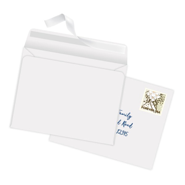slide 2 of 5, Office Depot Brand Clean Seal Greeting Card Envelopes, A4, 4-1/4&Rdquo; X 6-1/4&Rdquo;, White, Box Of 25 Envelopes, 25 ct