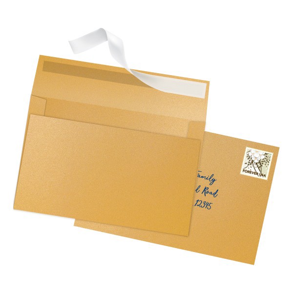 slide 4 of 5, Office Depot Brand Clean Seal Greeting Card Envelopes, A9, 5-3/4'' X 8-3/4'', Gold Pearl, Box Of 25 Envelopes, 25 ct