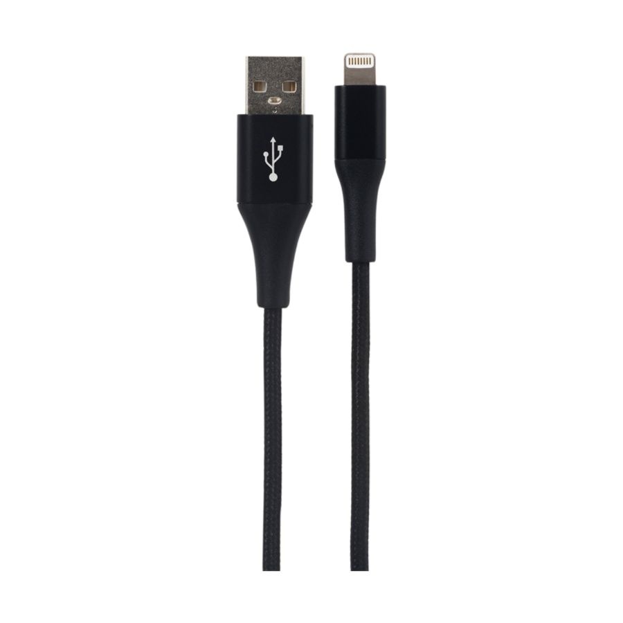 slide 3 of 4, Ativa Usb-Type-A-To-Lightning Braided Aluminum Charge And Sync Cable, 3', Black, 45843, 1 ct