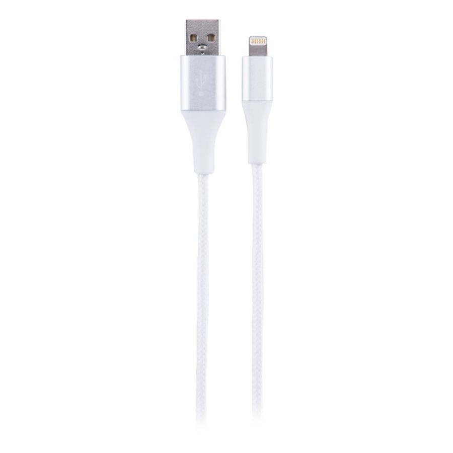 slide 3 of 4, Ativa Usb-Type-A-To-Lightning Braided Aluminum Charge And Sync Cable, 3', White, 45842, 1 ct