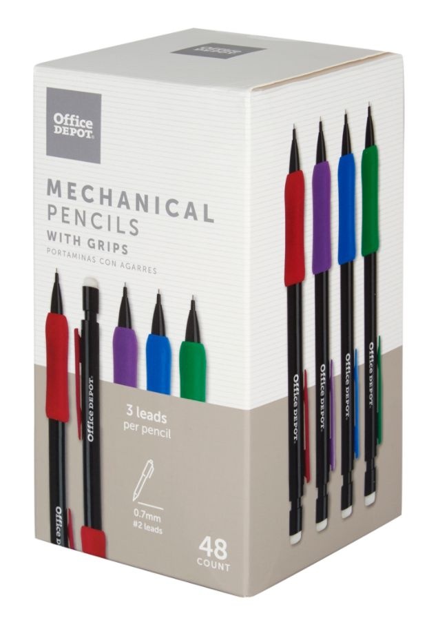 slide 6 of 6, Office Depot Brand Mechanical Pencils With Comfort Grip, 0.7 Mm, Black Barrel, Pack Of 48 Pencils, 48 ct