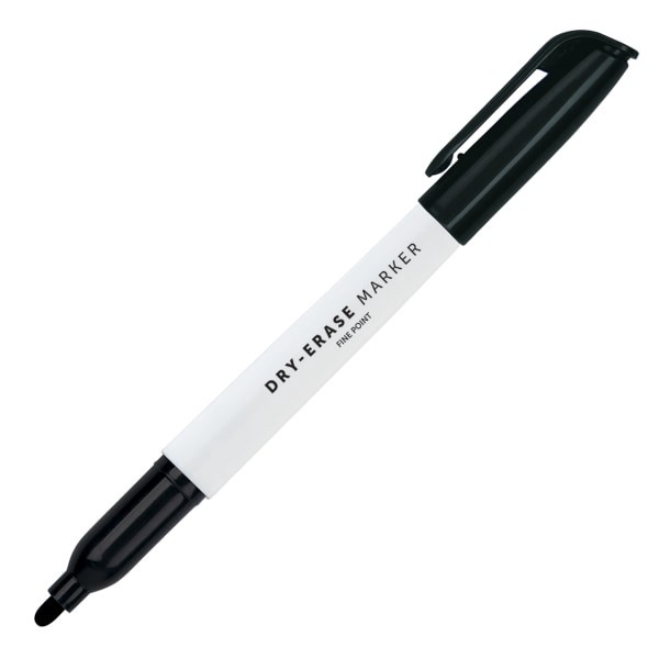 slide 2 of 2, Office Depot Brand Low-Odor Pen-Style Dry-Erase Markers, Fine Point, 100% Recycled, Black Ink, Pack Of 5, 5 ct