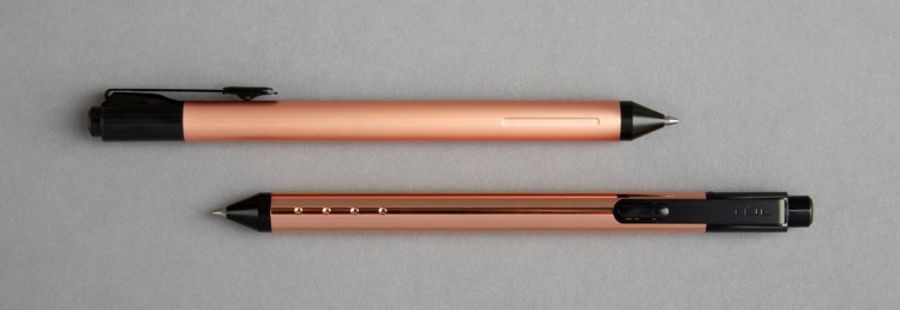 slide 2 of 6, TUL Fine Writing Solid Metal Barrel Ballpoint Pen With 2 Refills, Medium Point, Rose Gold Barrel, Black/Blue Ink, 1.0 mm, 1 ct