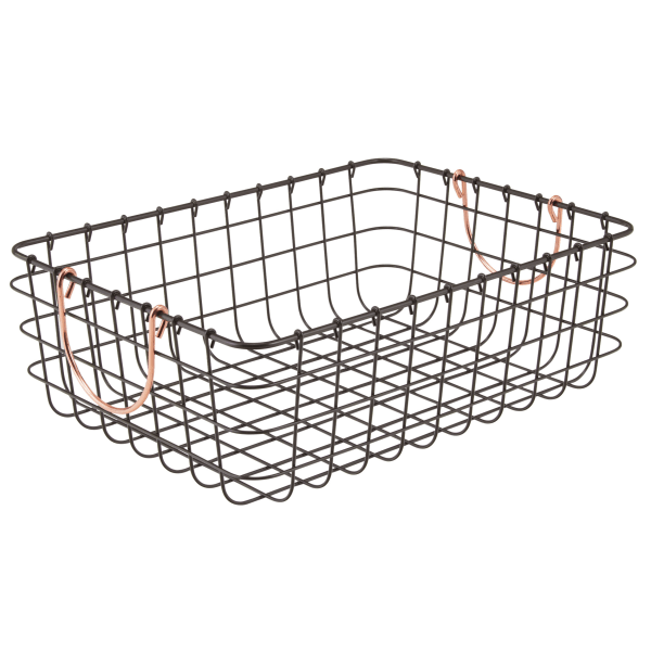 Realspace Medium Metal Bin with Copper Handles 13 3/4 in x 10 in x 4 5/