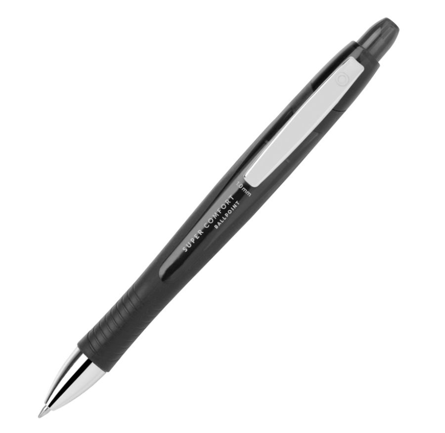 slide 2 of 2, Office Depot Super Comfort Grip Retractable Ballpoint Pens, Medium Point, 1.0 mm, Black Barrel, Black Ink, 12 ct