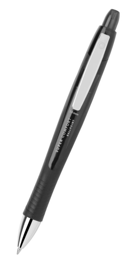 slide 2 of 2, Office Depot Retractable Ballpoint Pens with Grip, Medium Point, 1.0 mm, Black Barrel, Black Ink, 6 ct