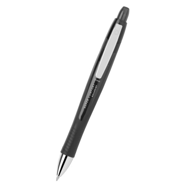 slide 2 of 2, Office Depot Retractable Ballpoint Pens with Grip, Medium Point, 1.0 mm, Black Barrel, Black Ink, 6 ct