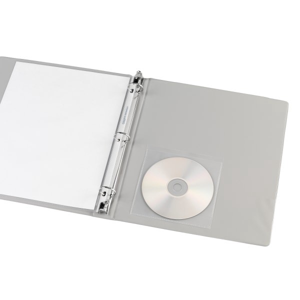 slide 2 of 2, Office Depot Brand Cd/Dvd Adhesive Pockets, 6" X 10 1/2", Clear, Non-Glare, Pack Of 10, 10 ct