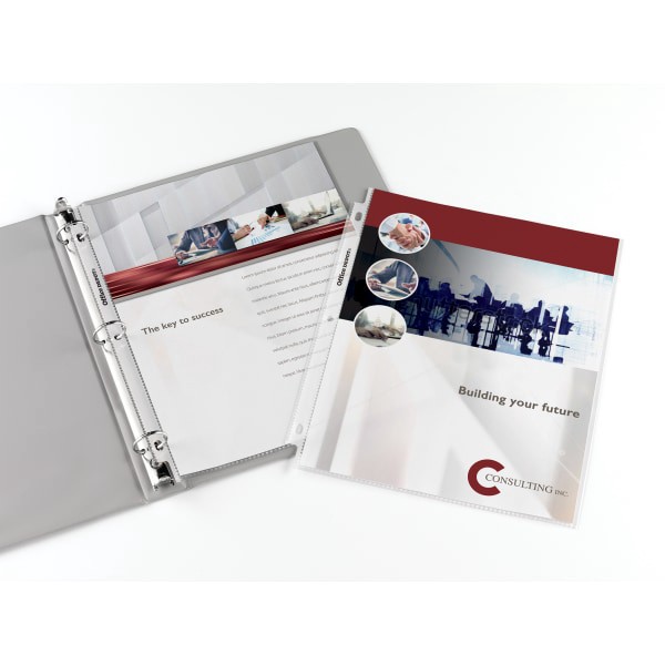 slide 3 of 3, Office Depot Brand Standard Weight Sheet Protectors, Clear, 50 ct; 8 1/2 in x 11 in