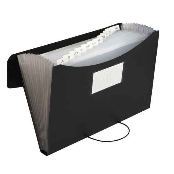 slide 3 of 3, Office Depot Brand Poly 13-Pocket File, 5-1/2'' Expansion, Letter Size, Black, 1 ct