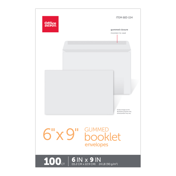 slide 3 of 5, Office Depot Brand Booklet Envelopes, White, 100 ct; 6 in x 9 in