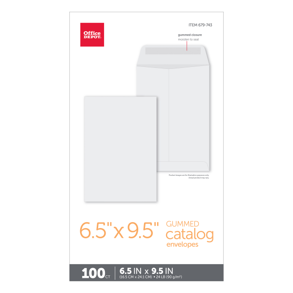 slide 3 of 3, Office Depot Brand Catalog Envelopes, White, 100 ct; 6 1/2 in x 9 1/2 in