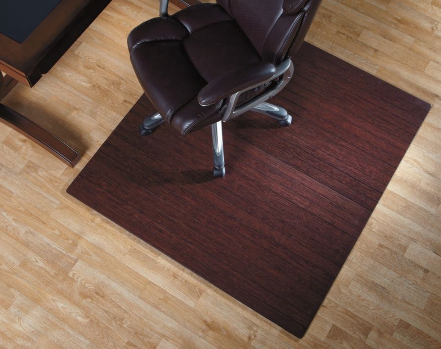 slide 2 of 5, Realspace Bamboo Roll-Up Chair Mat, 48'' X 52'', Dark Cherry, 48 in