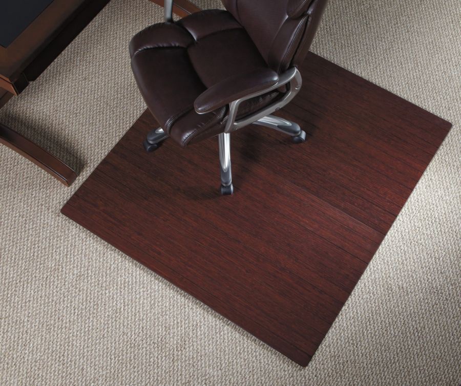 slide 4 of 5, Realspace Bamboo Roll-Up Chair Mat, 48'' X 52'', Dark Cherry, 48 in