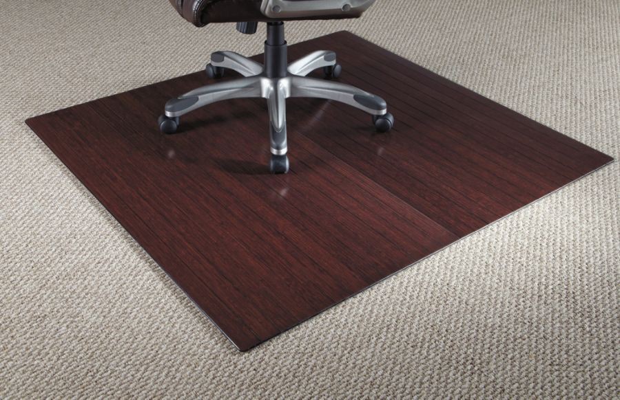 slide 5 of 5, Realspace Bamboo Roll-Up Chair Mat, 48'' X 52'', Dark Cherry, 48 in