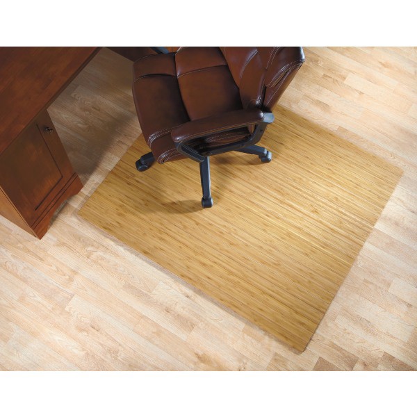 slide 4 of 5, Realspace Bamboo Roll-Up Chair Mat, 48'' X 52'', Natural, 48 in