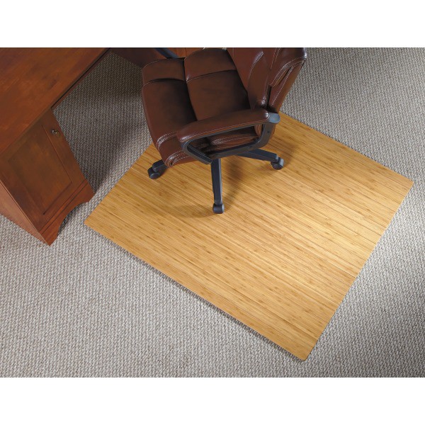 slide 3 of 5, Realspace Bamboo Roll-Up Chair Mat, 48'' X 52'', Natural, 48 in