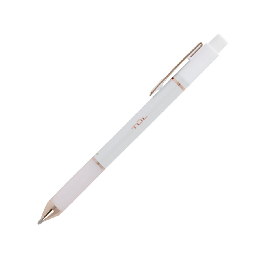 slide 8 of 10, TUL Pearl Ballpoint Pens, Bullet Point, 1.0 Mm, White Barrel, Blue Ink, Pack Of 4 Pens, 4 ct