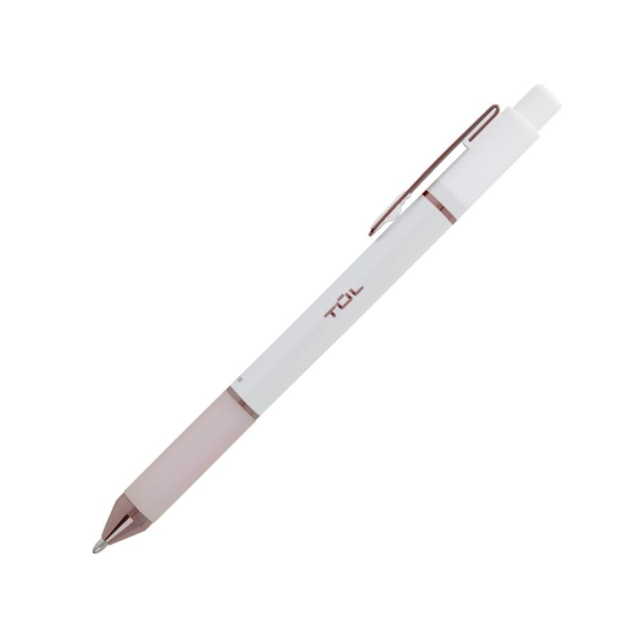 slide 9 of 10, TUL Pearl Ballpoint Pens, Bullet Point, 1.0 Mm, White Barrel, Blue Ink, Pack Of 4 Pens, 4 ct