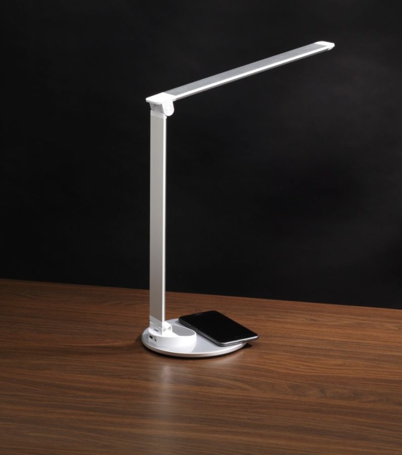 slide 3 of 5, WORKPRO Led Desk Lamp With Wireless And Usb Charging Base, 16-1/2''H, White, 1 ct